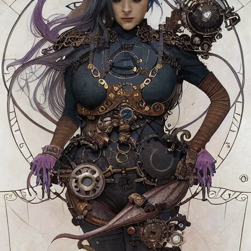 Image similar to steampunk axolotl, masterpiece, intricate, elegant, highly detailed, digital painting, artstation, concept art, smooth, sharp focus, illustration, art by artgerm and greg rutkowski and alphonse mucha and uang guangjian and gil elvgren and sachin teng, symmetry!!