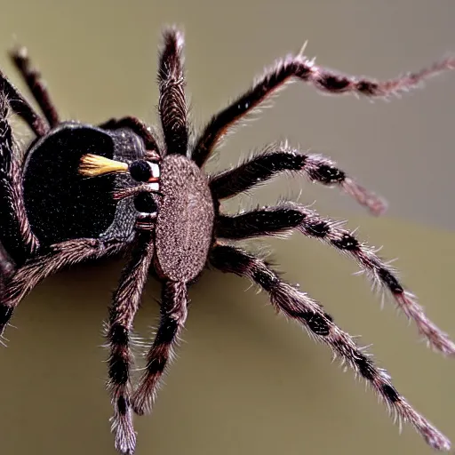 Prompt: hairy spider coming through the screen