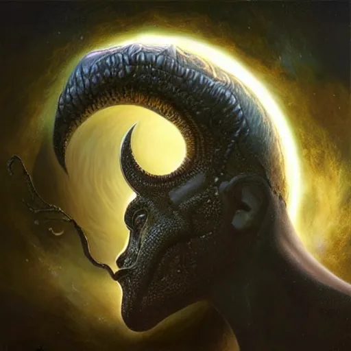 Image similar to ultra realistic upper body portrait of nyarlathotep, erebus, the god of darkness and shadow, solar eclipse, digital art by artgerm and karol bak