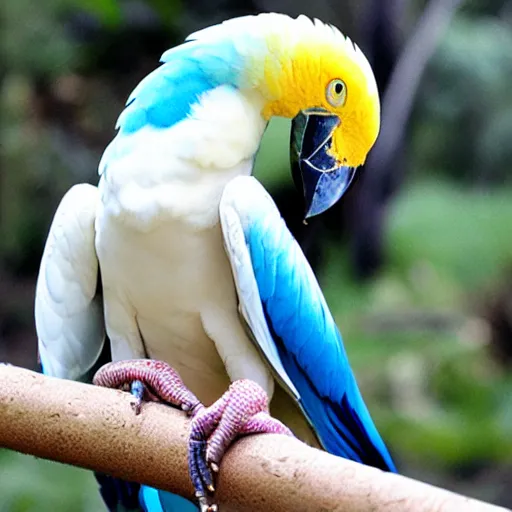 Prompt: albino rainbow hyacinth macaw