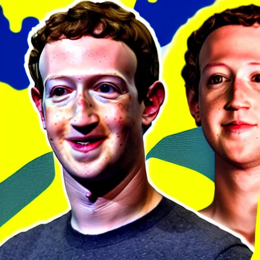 Image similar to Mark Zuckerberg with bright yellow and porous looking skin