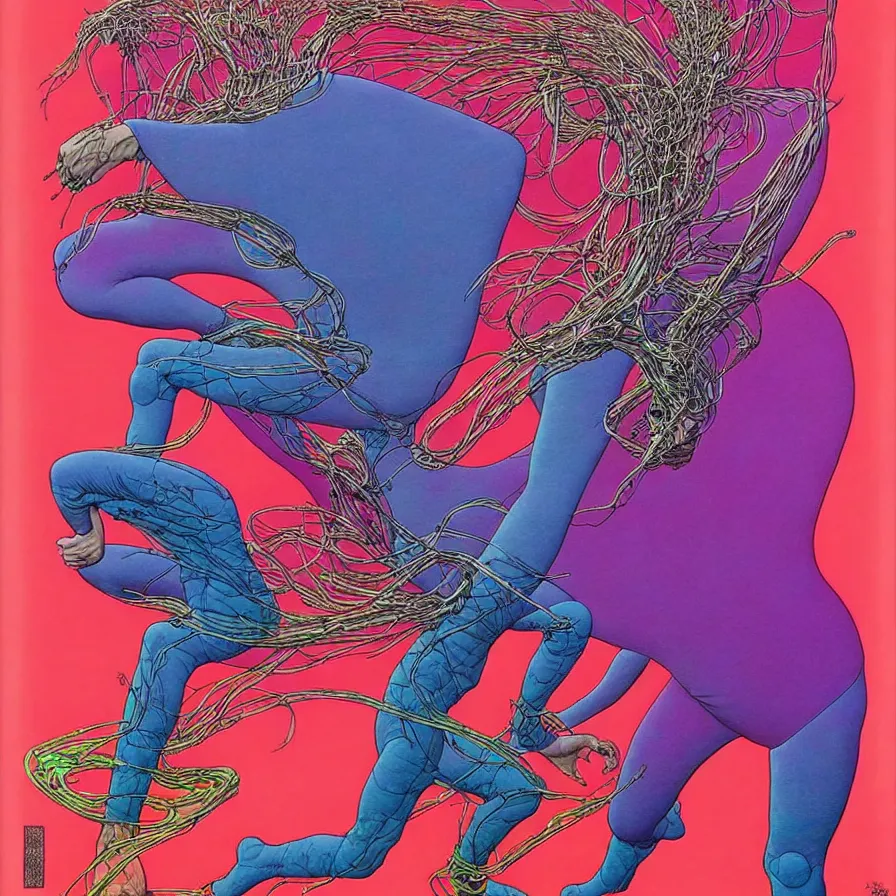 Image similar to ( ( ( ( despair ) ) ) ) by mœbius!!!!!!!!!!!!!!!!!!!!!!!!!!!, overdetailed art, colorful, artistic record jacket design