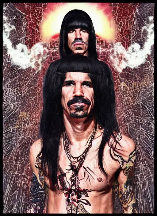 Image similar to Anthony Kiedis from the Red Hot Chili Peppers as an omnipotent god, digital art, trending on Artstation