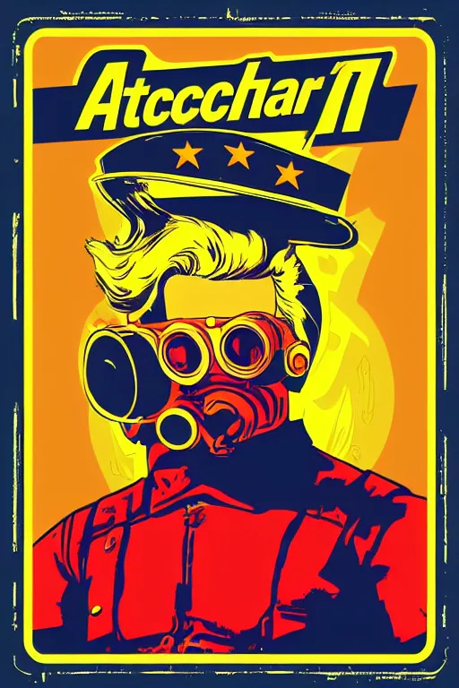 Image similar to fallout 7 6 retro futurist illustration art by butcher billy, sticker, colorful, illustration, highly detailed, simple, smooth and clean vector curves, no jagged lines, vector art, smooth andy warhol style