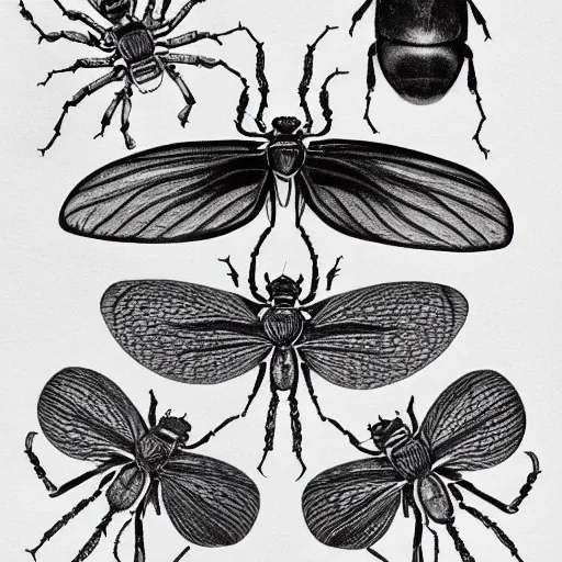 Image similar to bug, black and white, botanical illustration