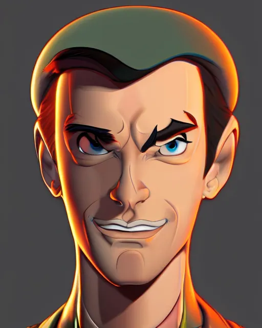 Image similar to sci - fi dashing male character portrait, by don bluth, highly detailed, dynamic shadows, 4 k, wallpaper - 1 0 2 4