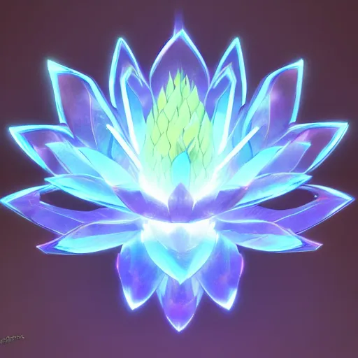 Image similar to a comic book style render of a crystal lotus by yusuke murata and makoto shinkai, cel shaded, unreal engine, highly detailed, iridescent, artstation, pixiv, reflective, volumetric lighting, soft glow