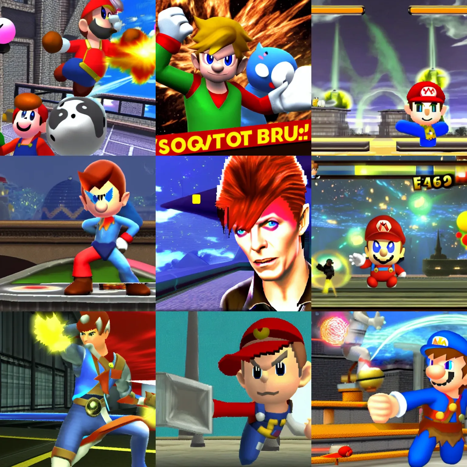 Prompt: David Bowie in Super Smash Bros, Nintendo screenshot