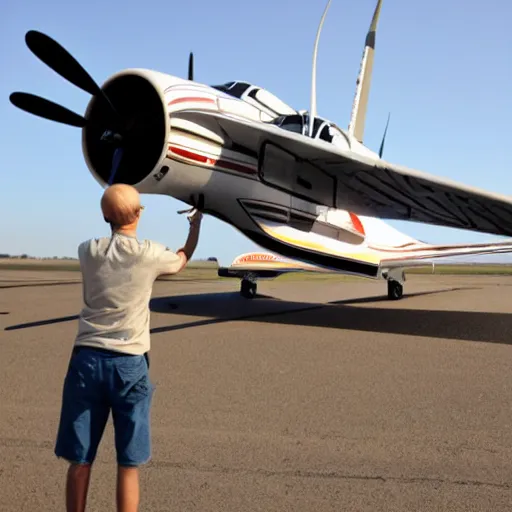 Prompt: Man flying a plane