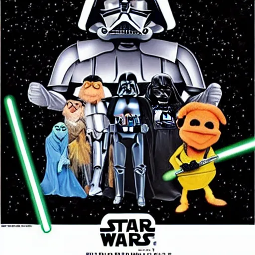 Prompt: star wars poster as muppets