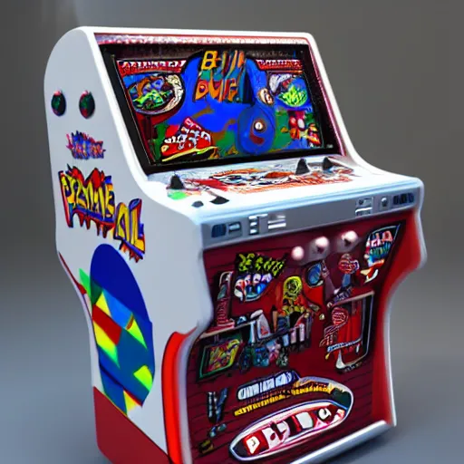 Image similar to pee wee herman pinball machine, style of bally's pinball, style of stern pinball, 3 d render, octane render, digital art