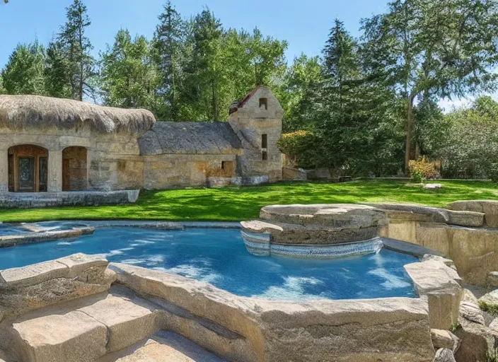 Image similar to zillow listing of an ancient fantasy home for sale