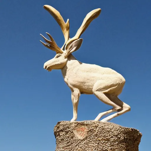 Image similar to A statue of a Jackalope