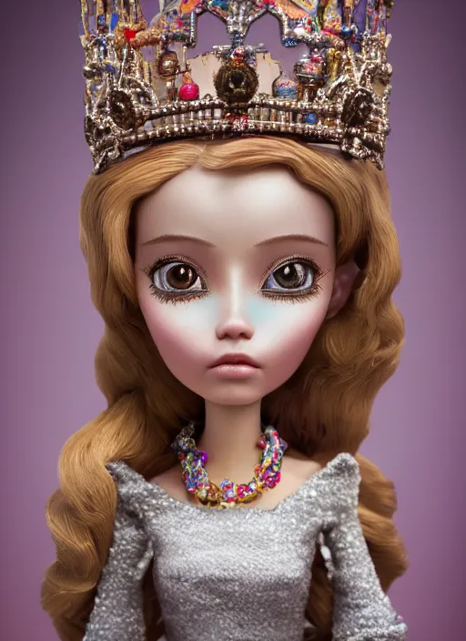 Prompt: closeup profile portrait of tin toy fairytale princess wearing a crown, depth of field, zeiss lens, detailed, symmetrical, centered, fashion photoshoot, by nicoletta ceccoli, mark ryden, lostfish, breathtaking, 8 k resolution, extremely detailed, beautiful, establishing shot, artistic, hyperrealistic, octane render