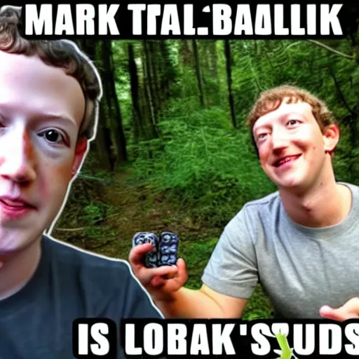 Prompt: trail cam footage mark zuckerberg caught selling drugs to bigfoot