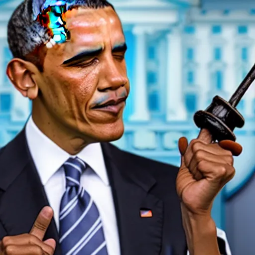 Prompt: Obama demonstrates how to properly hit a bong, highly detailed photo, 8k, award winning photograph