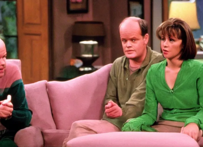 Image similar to the episode of Frasier where everyone gets covered with nickelodeon slime hd
