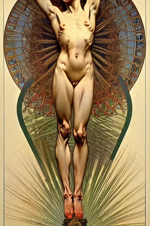 Image similar to anatomically accurate model of the full human muscular system infected by night, full body, intricate parts, fine details, hyper - realistic, elegant. by seichen, alphonse mucha, surreal