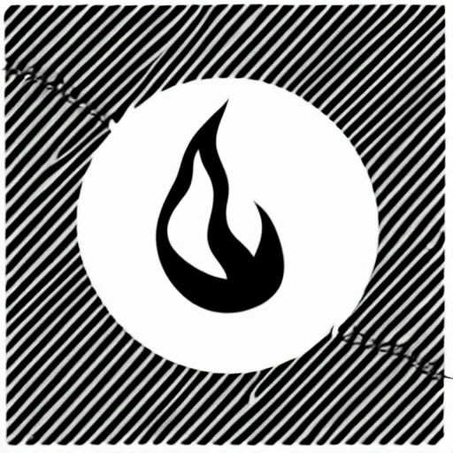 Prompt: detailed illustration pictogram of fire, black and white only, smooth curves