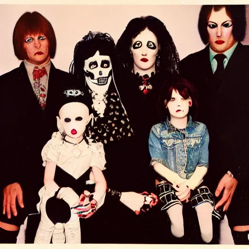 Prompt: haunted 1 9 8 0 s goth family portrait