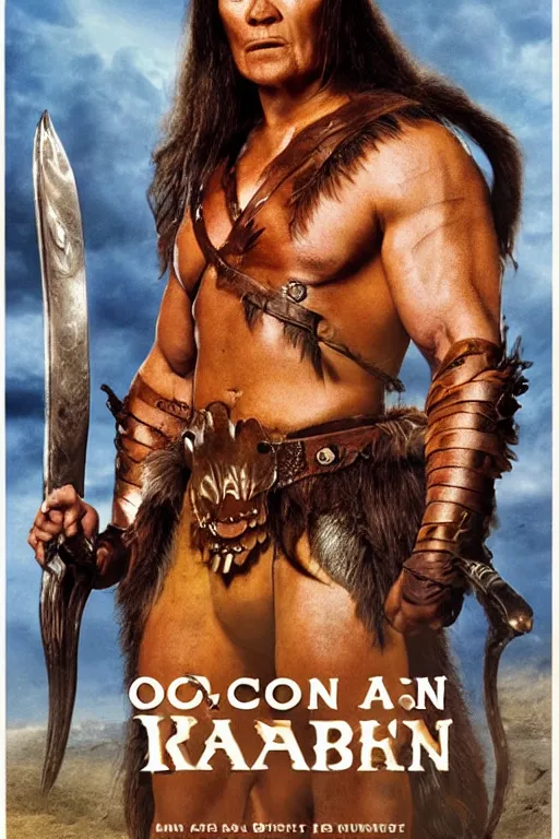 Image similar to conan o'brien as conan the barbarian, movie poster