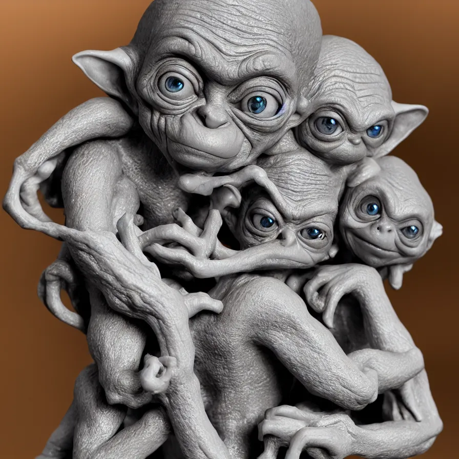 Image similar to Precious Moments figurine of Gollum, product photo, f2.8, 50mm