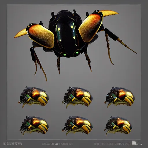 Image similar to A pokemon that looks like a beetle,Trending on art station. Unreal engine.