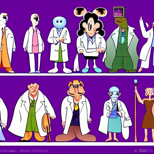 Image similar to funny quirky scientist character design, Disney style