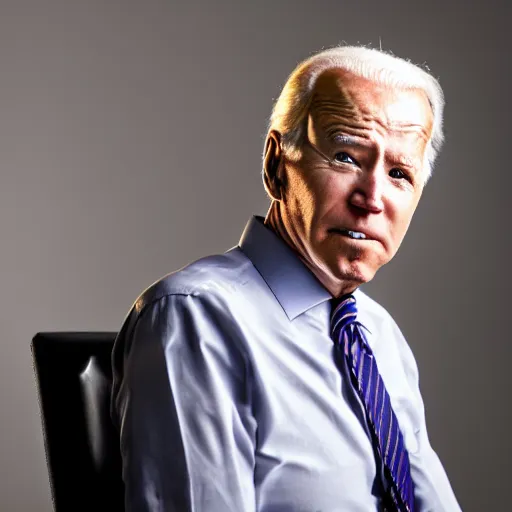 Prompt: portrait photo of a joe biden with a black eye looking into the camera, indoors, f 1. 4, golden ratio, rim light, top light, overcast day