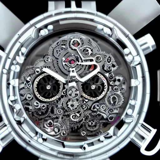 Image similar to a watch with an infinity mirror as a face and a lot of gears