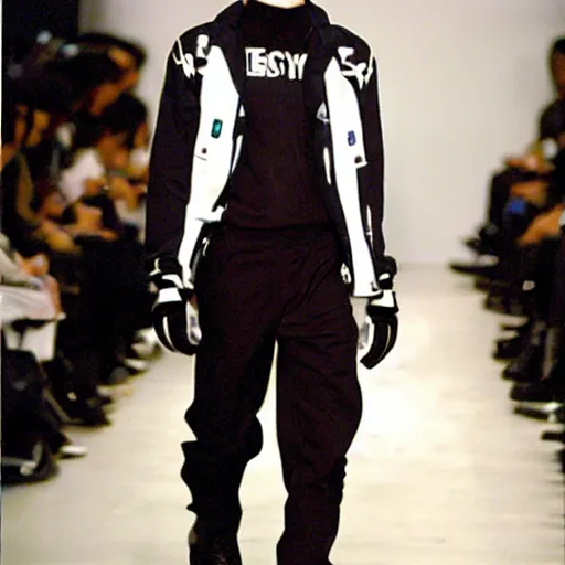 Prompt: 2 0 0 4 photograph, edgy y 2 k menswear fashion