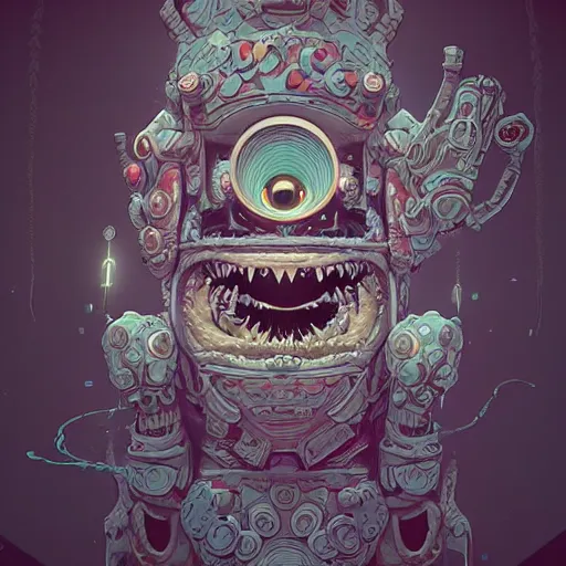 Image similar to happy friendly monster with whiteboard markers : : by beeple and james gilleard and justin gerard : : ornate, dynamic, particulate, intricate, elegant, highly detailed, centered, artstation, smooth, sharp focus, photoreal octane render, 3 d