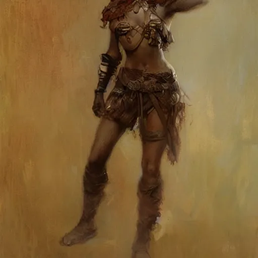 Image similar to a scrappy bronze age thief woman, looking around a corner, fantasy character portrait by gaston bussiere, craig mullins, greg rutkowski