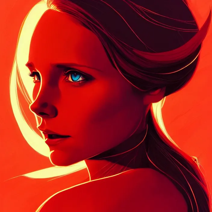 Image similar to style artgerm, joshua middleton : : beautiful kristen bell with dark red dress, very long orange hair, symmetrical face, symmetrical eyes : : fire powers fire swirling : : detailed, volcano setting : : cinematic lighting