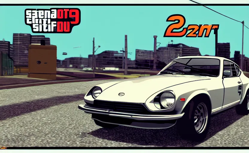 Image similar to 1970 Datsun 240Z in GTA loadscreen art style