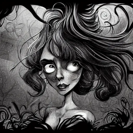 Image similar to a smug exclusivists, black ink line art, intricate, digital painting, concept art, smooth, focus, rim light style tim burton