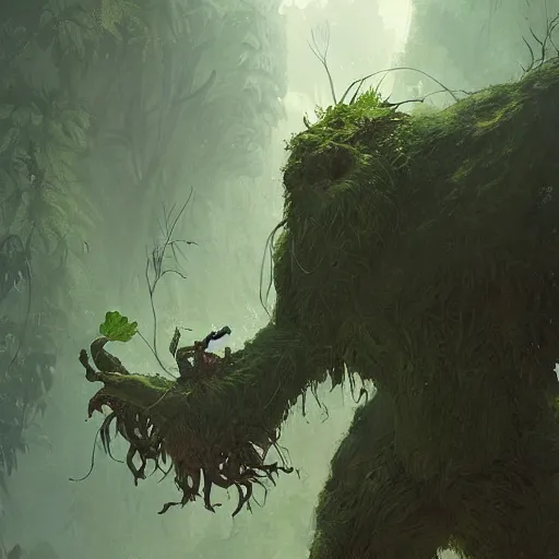 Prompt: Giant humanoid plant monster by greg rutkowski