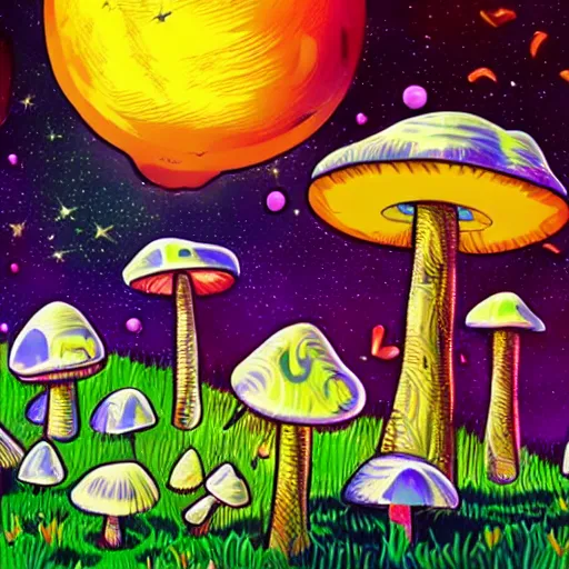 Prompt: cat in an alien planet full of mushrooms, fantasy, vivid colors