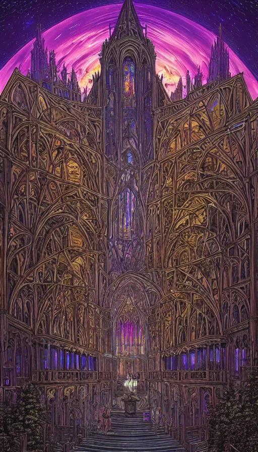 Image similar to The cathedral of endless dreams, Dan Mumford, da vinci