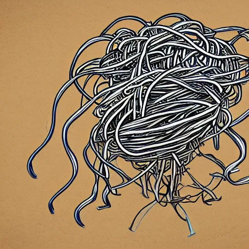 Prompt: realistic rendering of the flying spaghetti monster