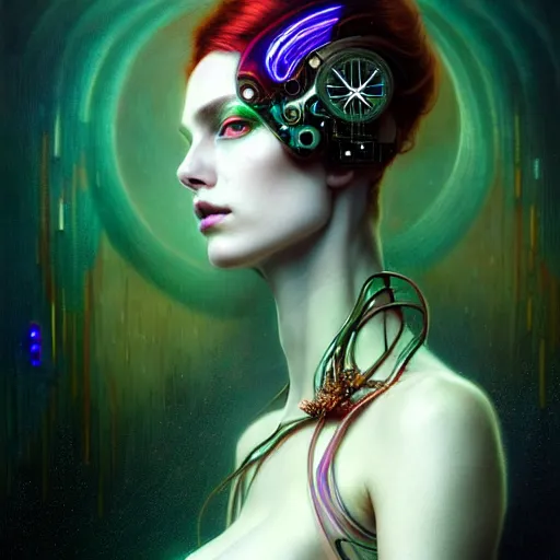 Image similar to extremely psychedelic beautiful cyborg queen of virus infected by night. intricate, elegant, highly detailed, extremely lifelike photorealistic digital painting, artstation. steichen, gaston bussiere, tom bagshaw, cyberpunk alphonse mucha. elegant minimalism. anatomically correct. sultry. sharp focus. white. surreal lush hallucination