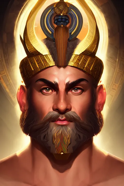 Image similar to the god zeus, egyptian setting, portrait, sharp focus, digital art, cgsociety, concept art, post processed, dynamic lighting, artstation, by emylie boivin and rossdraws