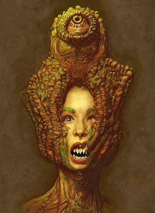 Image similar to upper body and head portrait of semi-human shoggoth in victorian living room, by lawrence alma-tadema and zdzislaw beksinski and norman rockwell and jack kirby and tom lovell and greg staples, artstation creature art