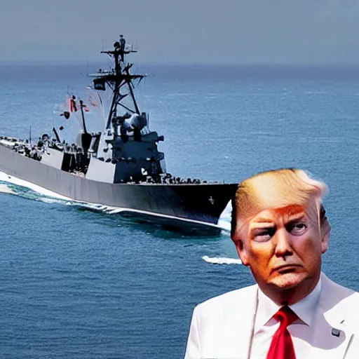 Prompt: donald trump as a warship in kancolle