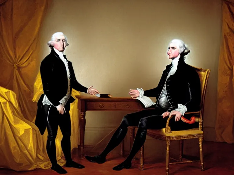 Image similar to George Washington being interviewed by Conan O’Brian; Late Night with Conan O’Brian