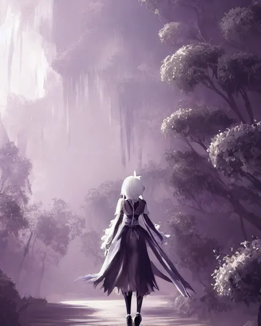 Prompt: infinitely detailed concept art of angel elegantly clothed strolling through a peaceful path, artstation!! / pixiv!!! infinitely detailed, nier automata scenery art concept, dream magical, dream scenery art, dream lighting, full - body majestic angel vivid artwork