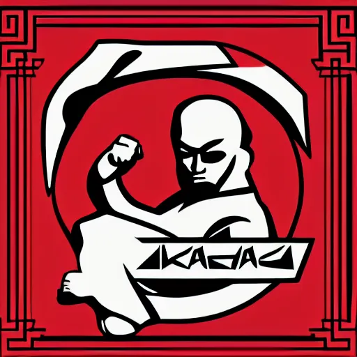 Prompt: a logo about martial arts, karate, kung-fu, vectorial, black and white, highly detailed, symmetric