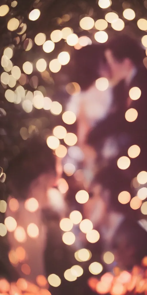 Image similar to a blurry picture of two beautiful people kissing, long exposure photograph, anamorphic bokeh, contrasting lighting