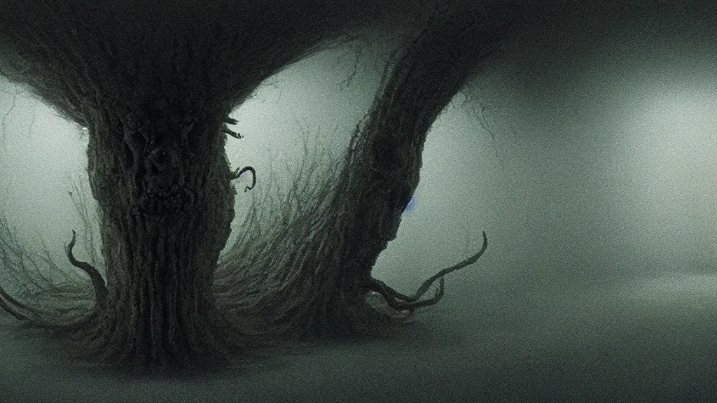 Image similar to the strange creature from my eye, film still from the movie directed by denis villeneuve and david cronenberg with art direction by salvador dali and zdzisław beksinski, wide lens