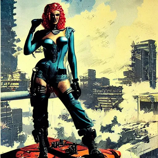 Image similar to cyberpunk mercenary. portrait by will eisner and gil elvgren